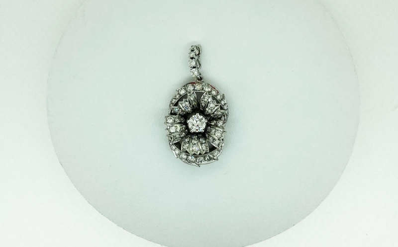 Colgante Oro blanco 18 KT y brillantes